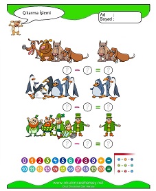 Çıkarma İşlemi Çalışma Sayfaları